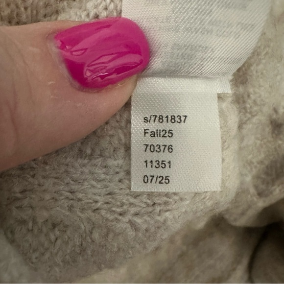 LOFT Heathered Wide Sleeve Cable Sweater in Silver Sand Heather Size XL NWT - Picture 7 of 7